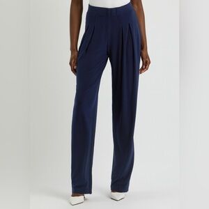 Norma Kamali Tapered Stretch-jersey Trousers Dark Navy